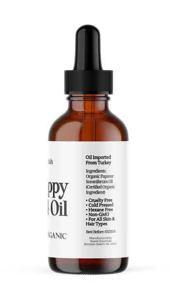 Organic Poppy Seed Oil, Imported From Turkey, 2oz Glass, 100% Pure