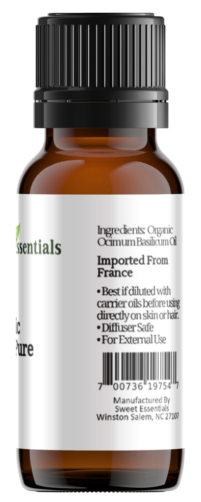 Pure Organic Sweet Basil Essential Oil - Imported From France