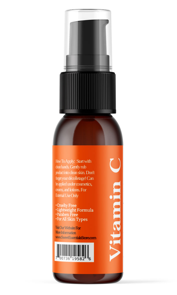 Vitamin C Facial Serum 20% with Hyaluronic Acid | 2oz Glass Bottle | Made With Real Plant Extracts | Gentle Hydration | Anti Aging