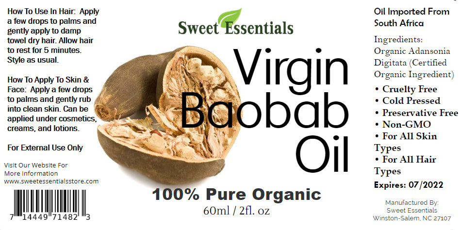 Organic Unrefined Virgin Baobab Oil - Imported From South Africa